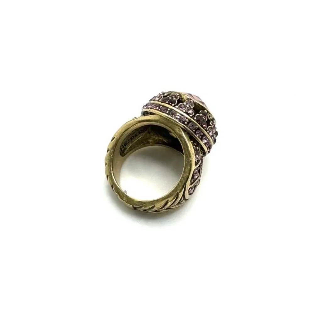Heidi Daus "Premiere Attraction" Multicrystal Goldtone Cocktail Ring Size 5 - Picture 3 of 4